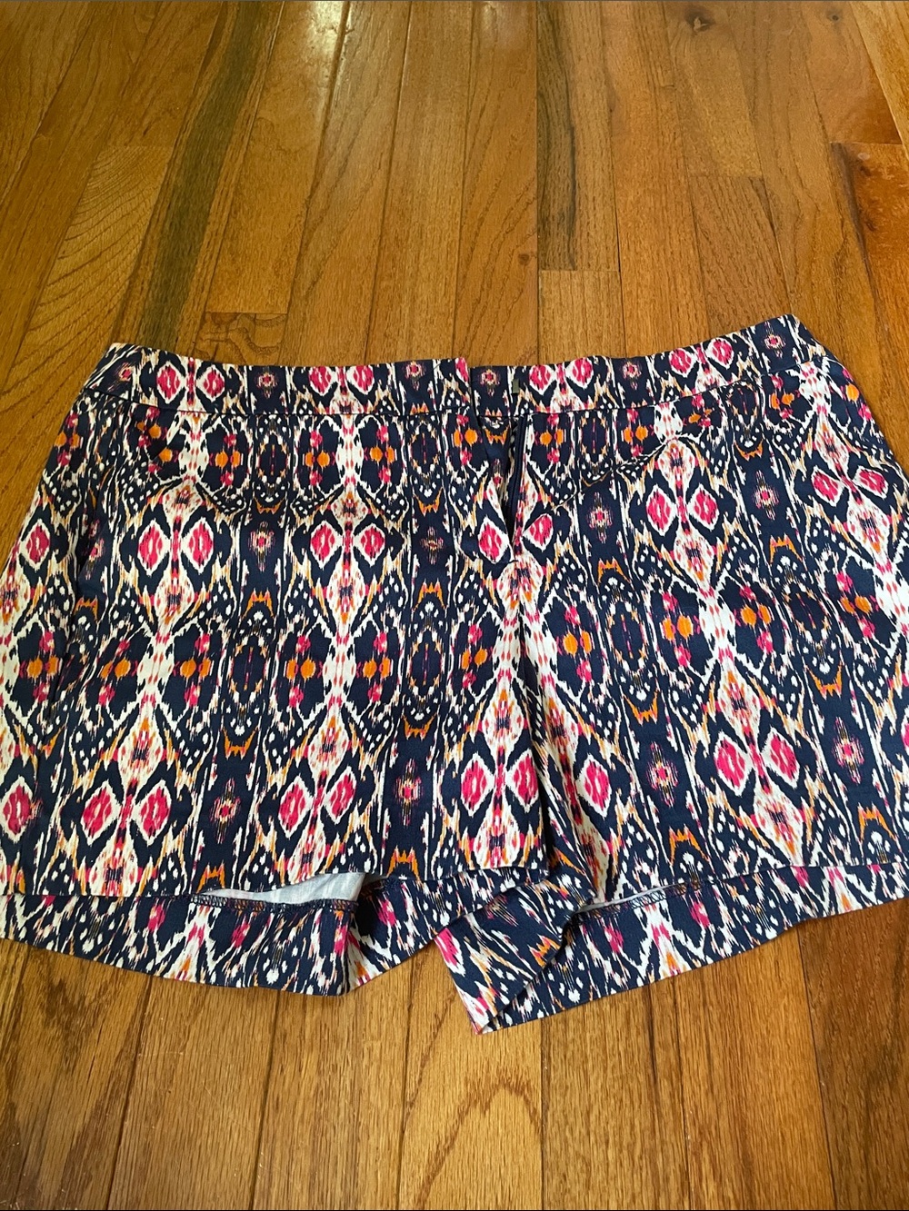 Willi Smith Navy Shorts with Pink and Orange Ikat Print